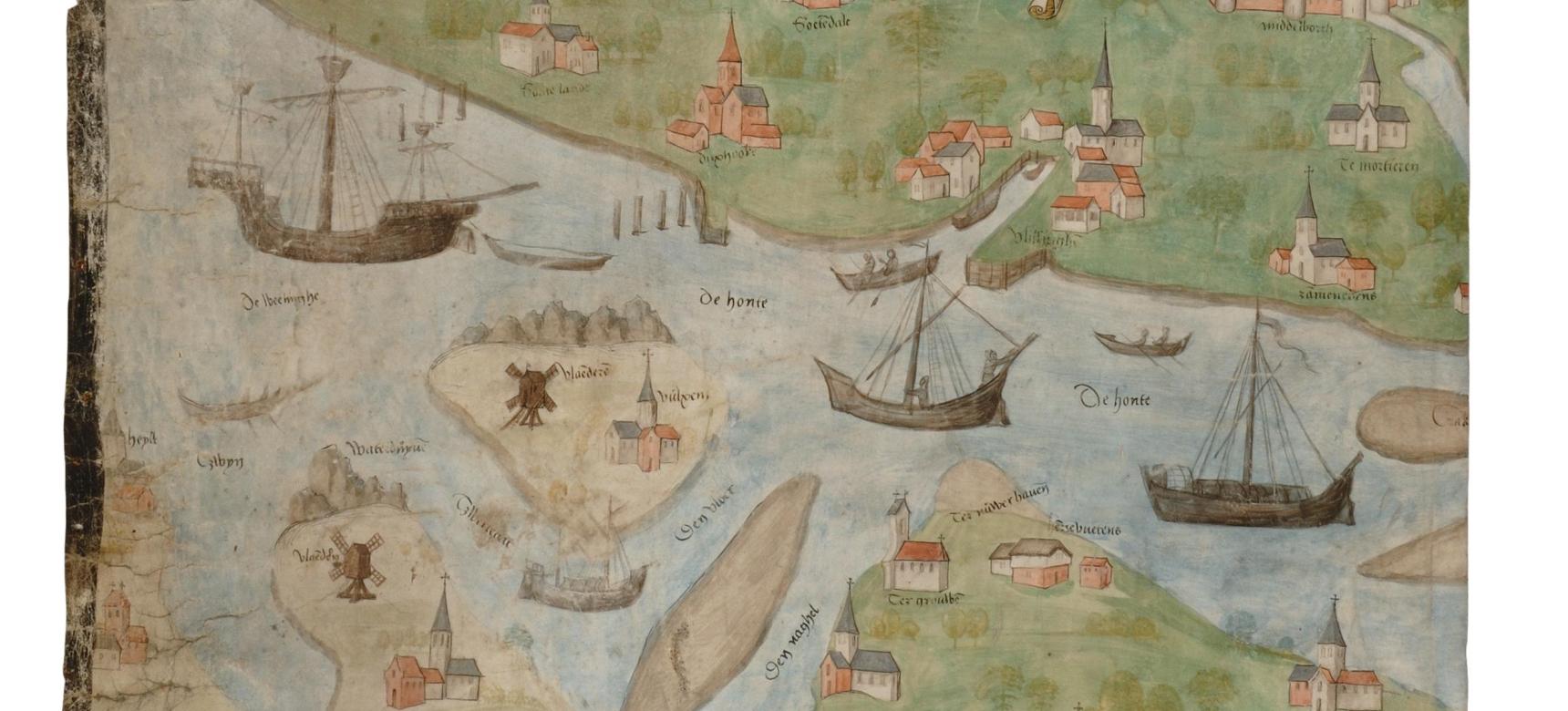 Fragment Scheldekaart van Rupelmonde tot de Noordzee in Felixarchief Antwerpen