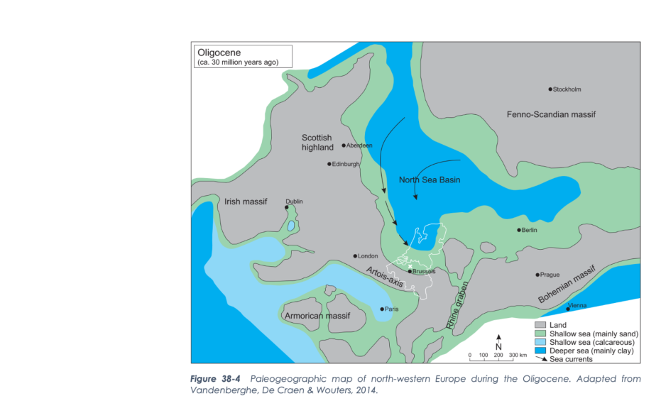 Paleogeographic map of north-western Europe during the Oligocene