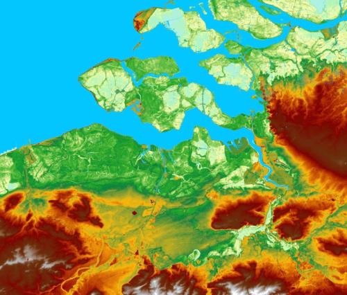 Hoogtekaart Geopark Schelde Delta