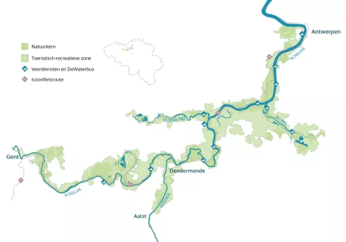 Kaart van Nationaal Park Scheldevallei
